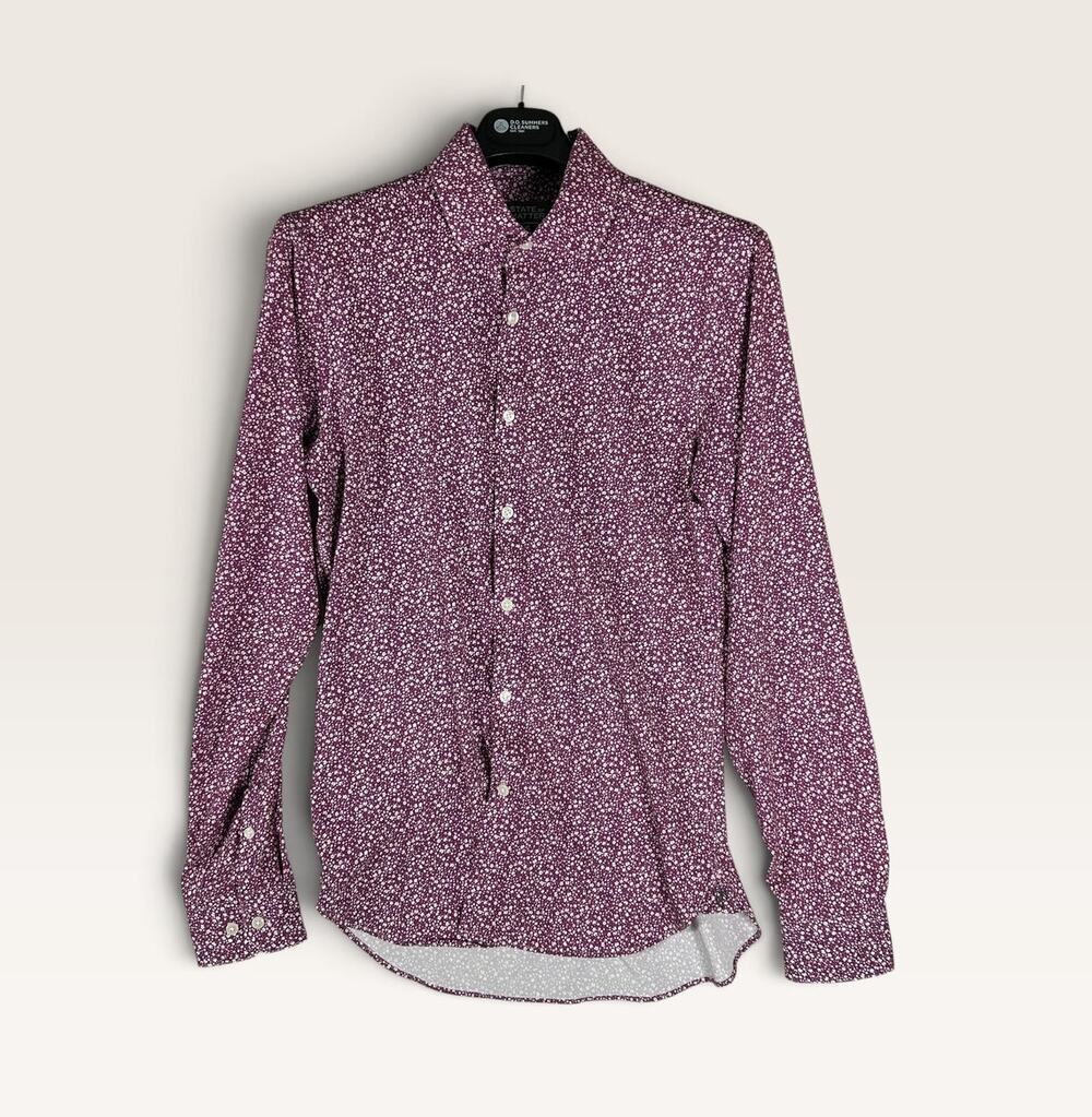 State of Matter Men's Small Purple Floral Button Up Shirt, Stretch Material